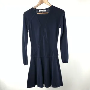 Trina Turk Lucia Long‎ Sleeve Fit and Flare Sweater Dress in Navy Size Small thumbnail 2