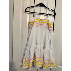 Lisa Marie Fernandez Target Dress Ric Rac White Pink‎ Yellow Tiered XS Coastal thumbnail 6