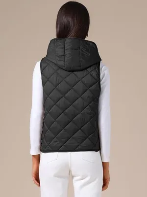 #79 NWT Allegra K Women Casual Quilted Button Down Hooded Puffer Vest Size M thumbnail 4