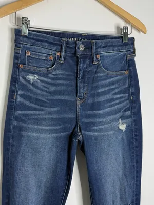 American Eagle Luxe Super High Rise Jegging Jeans Size 4 Long Distressed thumbnail 4