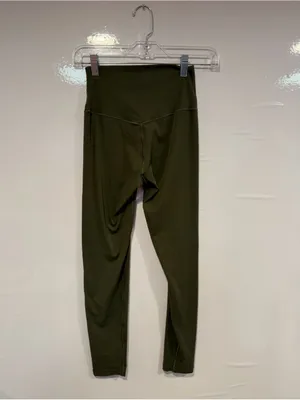 High-Waisted Olive Green Aerie Offline Women's Leggings thumbnail 3