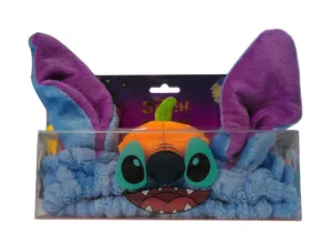 Disney Stitch Halloween Plush Spa Headband Pumpkin Jack-o-Lantern Ears Blue NEW thumbnail 1
