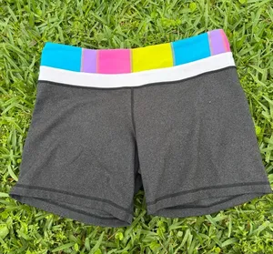 Lululemon Boogie Reversible Shorts Size 8 Gray Rainbow Waistband Low Rise Yoga thumbnail 1