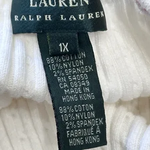 Lauren‎ Ralph Lauren White Cable Knit Cotton Sweater Tank Top Plus Size 1X VTG thumbnail 6
