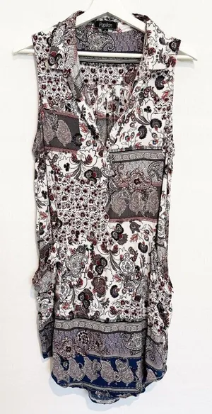 Papillon Floral Paisley Tunic Dress Lagenlook‎ Summer Vacation Boho Bohemian XL thumbnail 1