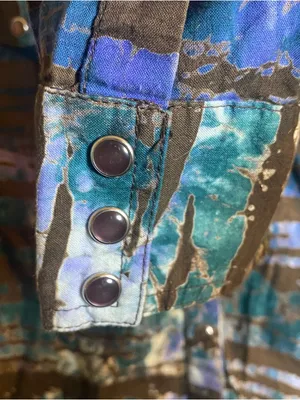 African Cowboy Vintage Abstract Striped Button-Up Shirt‎ Western cowboy size 12 thumbnail 5
