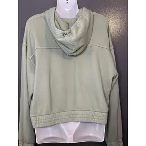 Aerie Hoodie Womens Large Green Full Zip Cropped Terry Cargo Pockets Sweatshirt thumbnail 5