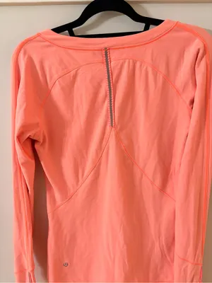 lululemon athletica Coral Pink Long-Sleeve Zip V-Neck Pullover thumbnail 7