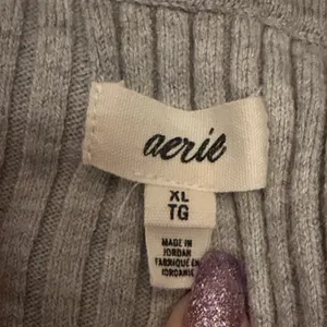 Aerie Gray Ribbed Button-Up Sweater thumbnail 5