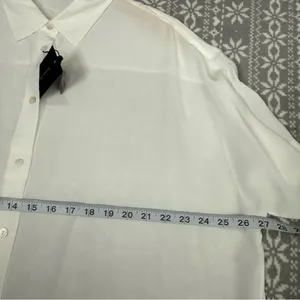 NWT‎ Massimo Dutti Women's White Flowing ShortSleeve Oversized Shirt Size Medium thumbnail 8