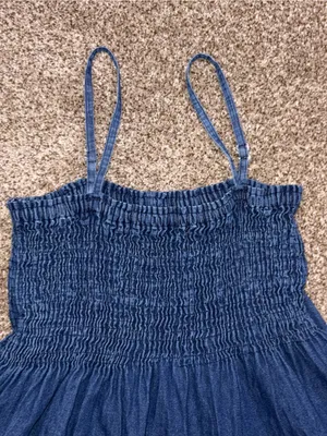 Blue Denim Smocked Tiered Dress thumbnail 6
