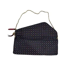 HENRI BENDEL Pochette BLUE FLORAL ENVELOPE STYLE CLUTCH GOLDTONE BAG RARE thumbnail 3
