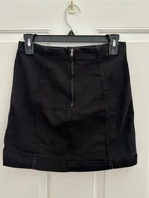 Free People Black Denim Mini Skirt - Women's Classic A-Line thumbnail 11