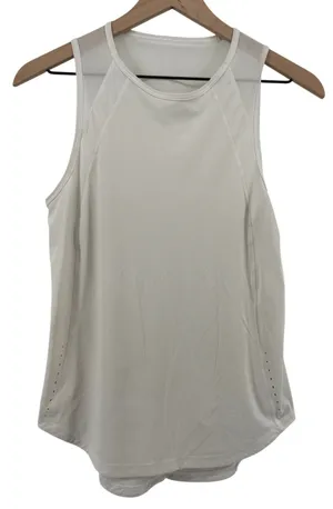 Lululemon Sculpt Tank Top White Women 4 Mesh Lightweight‎ Athleisure W1H81S READ thumbnail 1