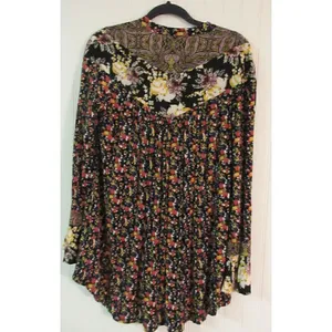 Anthropologie boho tunic top by Free People multi print floral sz Medium thumbnail 2