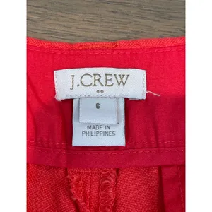 J.Crew Size 6 Orange Linen‑Cotton Scalloped Hem Shorts thumbnail 6