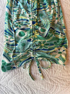 Almost Famous Blue and Green Floral One-Piece thumbnail 5