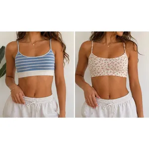 Edikted Bralette Bundle XS Blue Stripe Floral Cami Y2K Coquette Set thumbnail 2