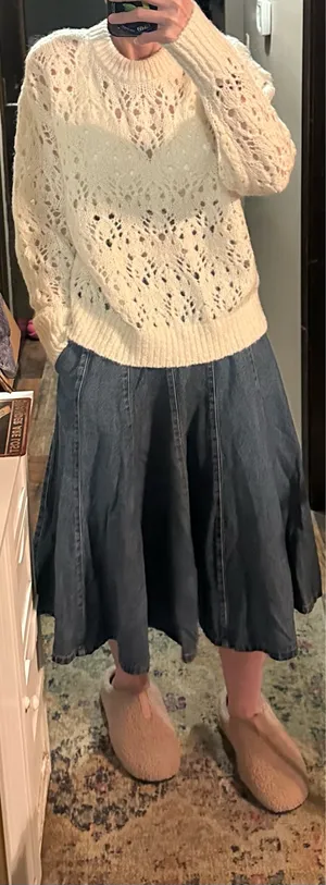 Madewell Wool Knit Pullover Sweater Ivory Crew Neck Long Sleeve M Women thumbnail 3