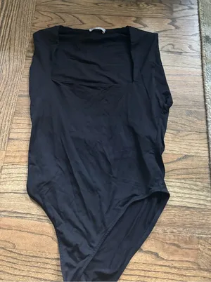 Zara Black Square-Neck Bodysuit thumbnail 1