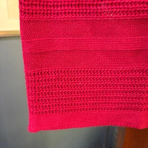 Unisex Red Cotton Knit Infinity Scarf, Tunnel Neck thumbnail 5