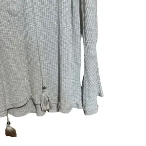 Knox Rose Top Womens Large Gray Waffle Knit Boho Stretch Blouse Ladies thumbnail 4