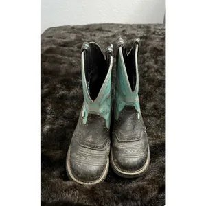 Justin Boots Aqua Cowboy Boots Leather Gypsy Cowgirl Western Gemma Ankle Height 6.5 B thumbnail 2