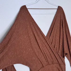 Free People East Coast Wrap Top Moroccan Spice Ribbed Knit Tie Waist NWT L thumbnail 10
