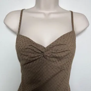 VTG Y2K Women 100%‎ Cotton Eyelet Babydoll Dress Grunge Western Sundress 4 Brown thumbnail 3