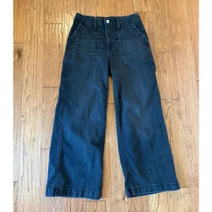 Sonoma high rise utility black wash straight crop Jean 8 petite thumbnail 2