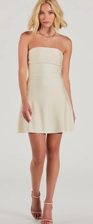 Windsor So Your Vibe Strapless A-Line Mini Dress Ivory thumbnail 1