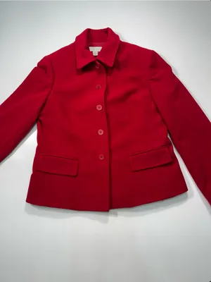 Casual Corner Wool Blend Women's Vibrant Red Button Jacket Size L thumbnail 2