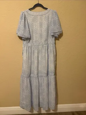 Gretchen Scott Designs Light Blue Paisley Wrap Maxi Dress thumbnail 3