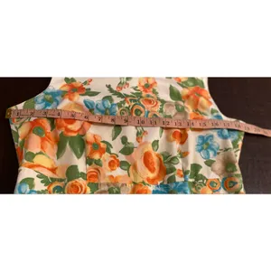 Charter Club Sz 12 Floral Watercolor Cotton Sheath Dress Orange Blue Sleeveless thumbnail 5