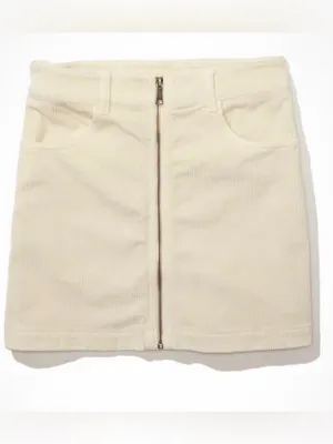 American Eagle Outfitters Cream Zip-Front Mini Skirt Size 2 thumbnail 2