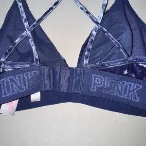 PINK - Victoria's Secret Dark Blue Velvet Triangle Bralette Women’s Size Medium thumbnail 9