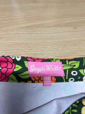 Sugar Thrillz Modern Love Floral Mini Skirt Green Retro 70s XS thumbnail 7
