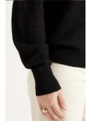 Quince Baby Alpaca Wool Diamond Stitch Crew Neck Sweater Black Size S thumbnail 5