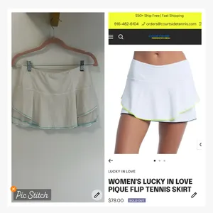 Lucky in Love Pique Flip Pickleball Tennis Skort White thumbnail 2
