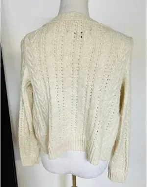 American Eagle Cream Cardigan Sweater thumbnail 3