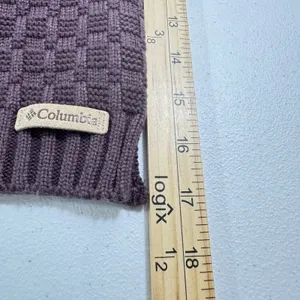 Columbia Knit Scarf Purple Textured Waffle Basketweave Winter Muffler Logo Patch thumbnail 3