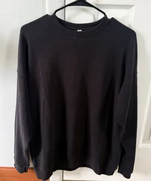 ALO Yoga Black Waffle Knit Crew Tee thumbnail 1