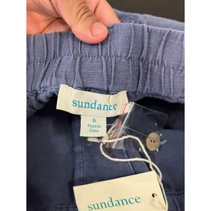 Sundance Linen Blend Button Front Tapered Pants Blue Boho Cottagecore Size 6 New thumbnail 5