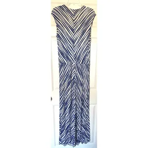 Chico's Striped Slit Maxi Dress Blue White Size 1 US 8 Medium thumbnail 2