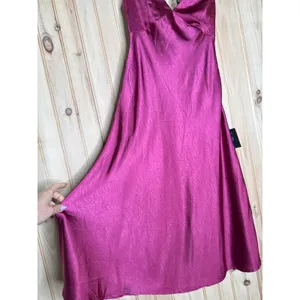 Lulus Incredible Love Magenta Satin Cowl Back Slip Dress Holiday Extra Small thumbnail 4
