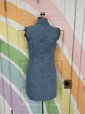 GRLFRND Denim Selena Cotton Zip Front Western Corset Mini Dress Sz S 🧡🎀 thumbnail 8