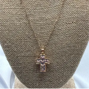 Park Lane Sacred Gold Cross Pendant Necklace Baguette CZ Crystals thumbnail 2