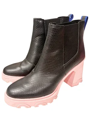 Sorel Black Pink Chelsea Boots Size 10 Brex Chunky Heels‎ thumbnail 1