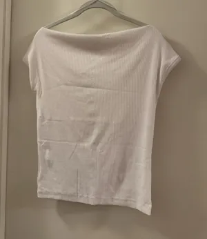 Zara White Boatneck Cap Sleeve Top thumbnail 1