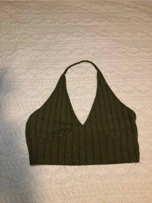 SHEIN Halter Neck Crop Top Green Medium thumbnail 2